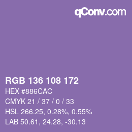 Color code: RGB 136 108 172 | qconv.com