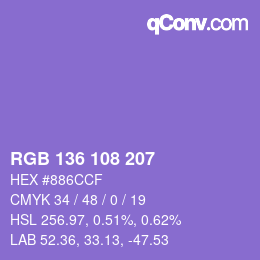 Color code: RGB 136 108 207 | qconv.com