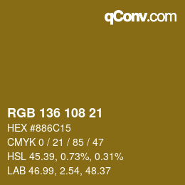 Color code: RGB 136 108 21 | qconv.com