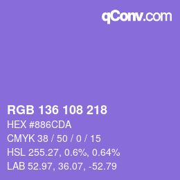 Color code: RGB 136 108 218 | qconv.com