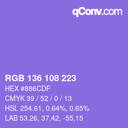 Color code: RGB 136 108 223 | qconv.com