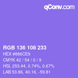 Color code: RGB 136 108 233 | qconv.com