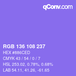 Color code: RGB 136 108 237 | qconv.com
