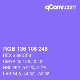 Color code: RGB 136 108 248 | qconv.com