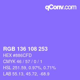 Color code: RGB 136 108 253 | qconv.com