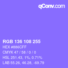 Color code: RGB 136 108 255 | qconv.com