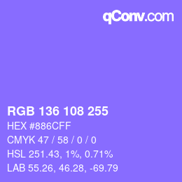 Color code: RGB 136 108 255 | qconv.com