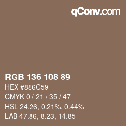 Color code: RGB 136 108 89 | qconv.com