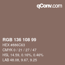 Color code: RGB 136 108 99 | qconv.com