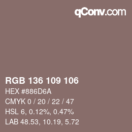 颜色代码: RGB 136 109 106 | qconv.com