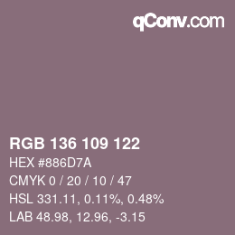 Código de color: RGB 136 109 122 | qconv.com