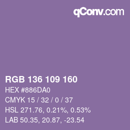 Color code: RGB 136 109 160 | qconv.com
