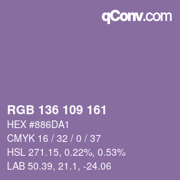 Color code: RGB 136 109 161 | qconv.com