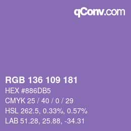 Color code: RGB 136 109 181 | qconv.com