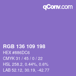 Color code: RGB 136 109 198 | qconv.com