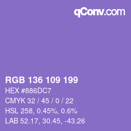 Color code: RGB 136 109 199 | qconv.com