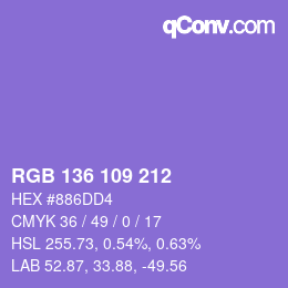 颜色代码: RGB 136 109 212 | qconv.com