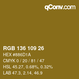 Color code: RGB 136 109 26 | qconv.com