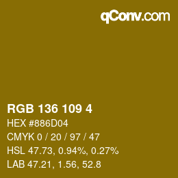 Color code: RGB 136 109 4 | qconv.com