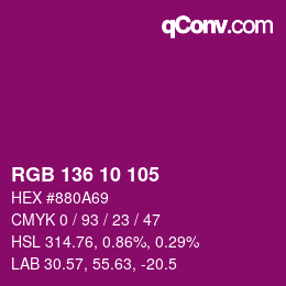 Código de color: RGB 136 10 105 | qconv.com