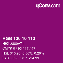 Color code: RGB 136 10 113 | qconv.com