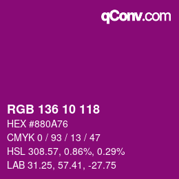 カラーコード: RGB 136 10 118 | qconv.com