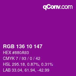 Color code: RGB 136 10 147 | qconv.com