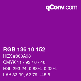 Color code: RGB 136 10 152 | qconv.com