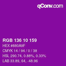 Color code: RGB 136 10 159 | qconv.com
