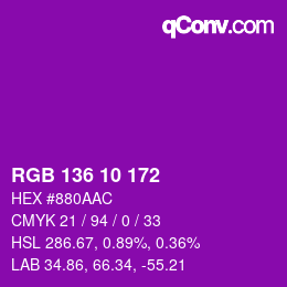Farbcode: RGB 136 10 172 | qconv.com