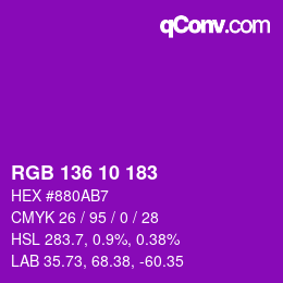Color code: RGB 136 10 183 | qconv.com