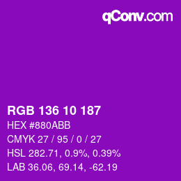 Color code: RGB 136 10 187 | qconv.com