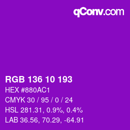 Color code: RGB 136 10 193 | qconv.com