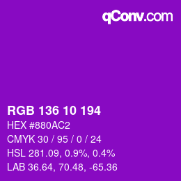 Color code: RGB 136 10 194 | qconv.com