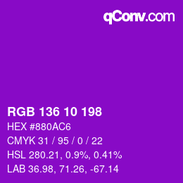 Color code: RGB 136 10 198 | qconv.com