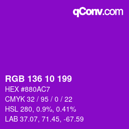 Color code: RGB 136 10 199 | qconv.com