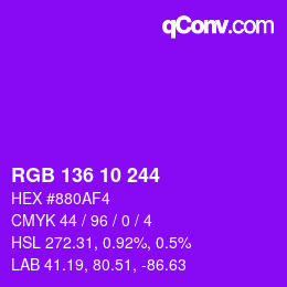 Color code: RGB 136 10 244 | qconv.com