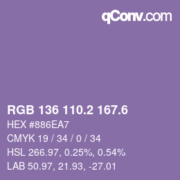 カラーコード: RGB 136 110.2 167.6 | qconv.com