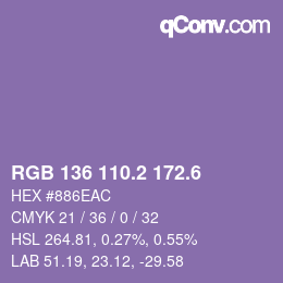 カラーコード: RGB 136 110.2 172.6 | qconv.com