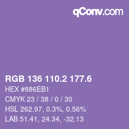 カラーコード: RGB 136 110.2 177.6 | qconv.com