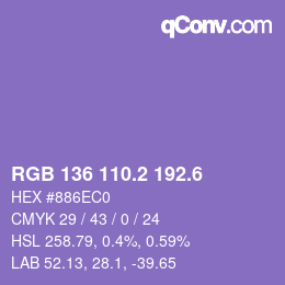カラーコード: RGB 136 110.2 192.6 | qconv.com