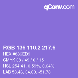 カラーコード: RGB 136 110.2 217.6 | qconv.com