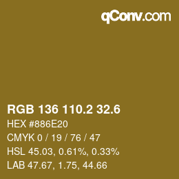 カラーコード: RGB 136 110.2 32.6 | qconv.com