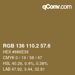 カラーコード: RGB 136 110.2 57.6 | qconv.com