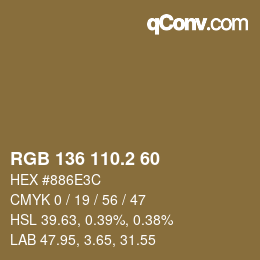 カラーコード: RGB 136 110.2 60 | qconv.com