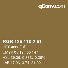 カラーコード: RGB 136 110.2 61 | qconv.com
