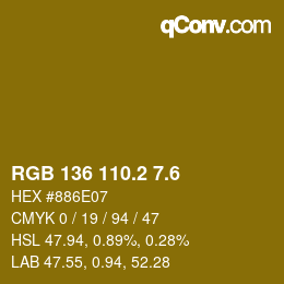 カラーコード: RGB 136 110.2 7.6 | qconv.com