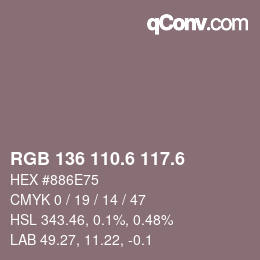 カラーコード: RGB 136 110.6 117.6 | qconv.com