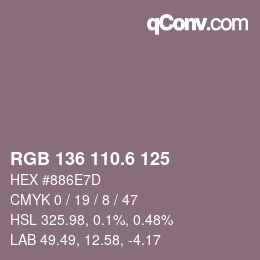 カラーコード: RGB 136 110.6 125 | qconv.com