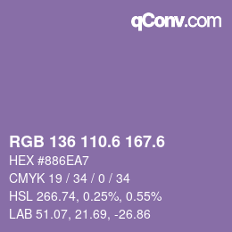 カラーコード: RGB 136 110.6 167.6 | qconv.com